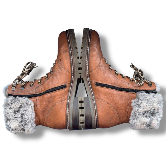 Remonte Women’s EUR 41/US 9.5-10 Brown Leather Lace-Up Zipper Winter Ankle Boots - Picture 6 of 13